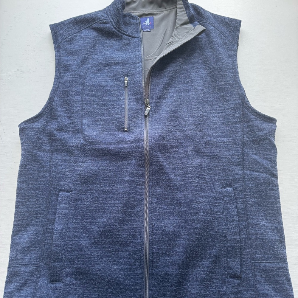johnnie-O Heathered Blue Vest with Sporty Design